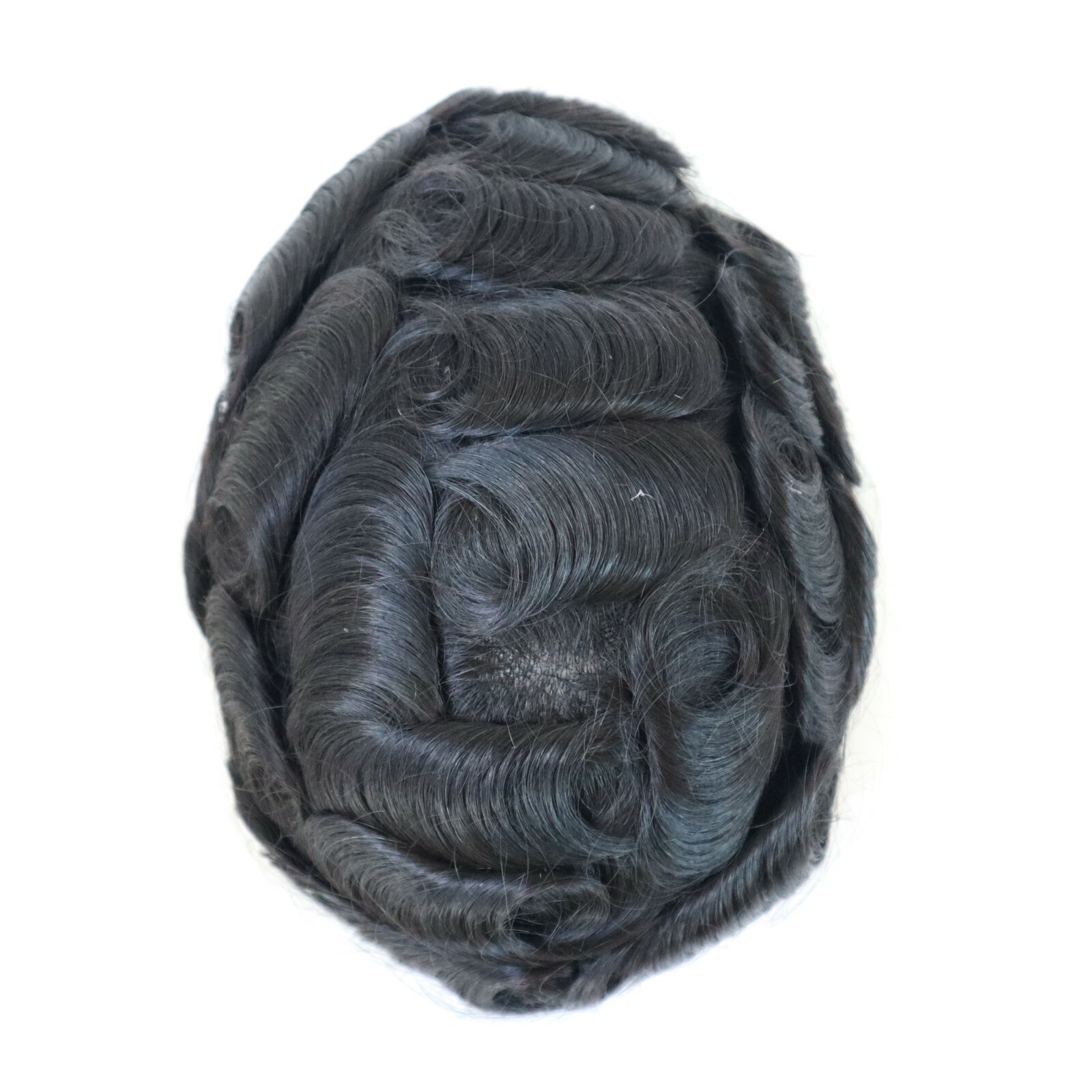 Mens Toupee Human Hair Replacement System Fine Mono Thin Skin Real Hairpiece #1B