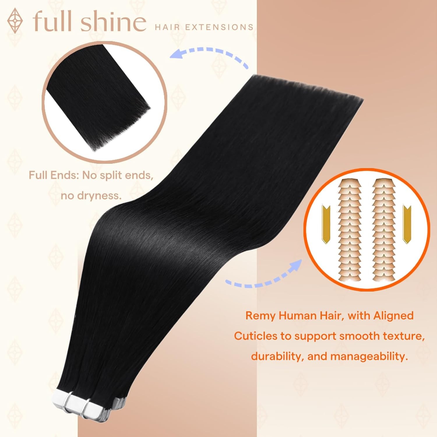 Tape in Hair Extensions Human Hair Color 1 Jet Remy Invisible