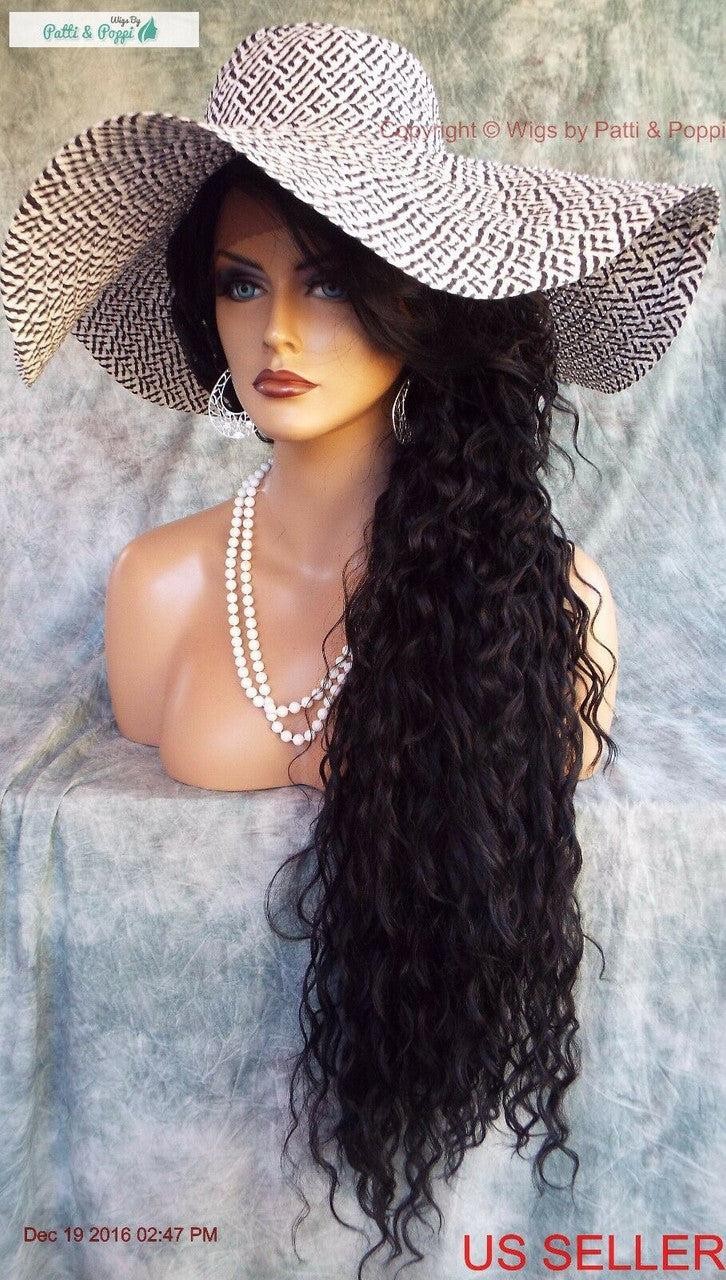 36″ X-LONG LACE FRONT DEEP C-PART HIGH HEAT SAFE WIG COLOR #1B SEXY 1127