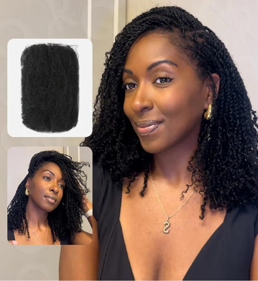 Queen Virgin Remy QVR 10in Afro Kinky Bulk Human Hair 50g Natural Black