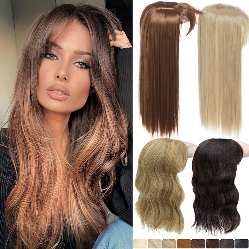 100% Natural Hair Topper Clip In Top Toupee Hairpiece Full Head Hair Extensions