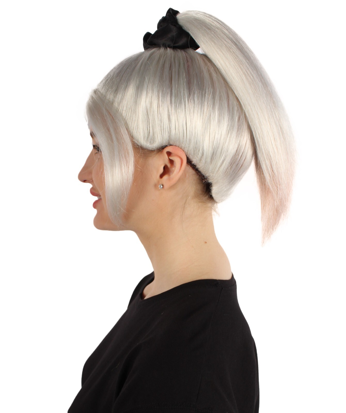 Adult Women’s White Rose Ponytail Wig, Best for Halloween, HW-7109
