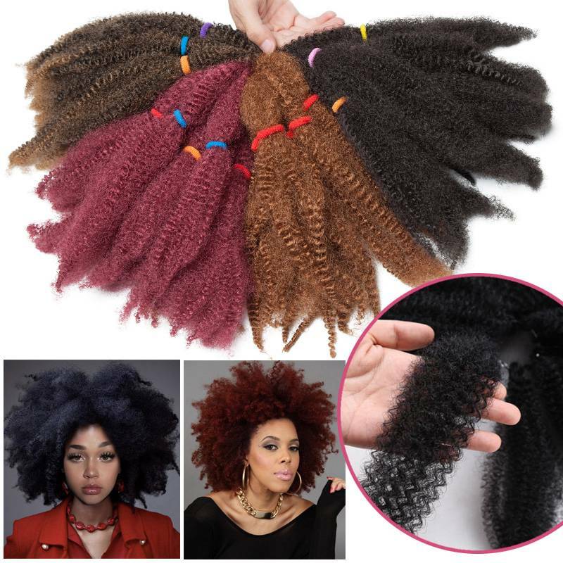 USA Afro Curly Kinky Bulk Braid Braids Hair Extensions Meag Thick Ombre Crochet