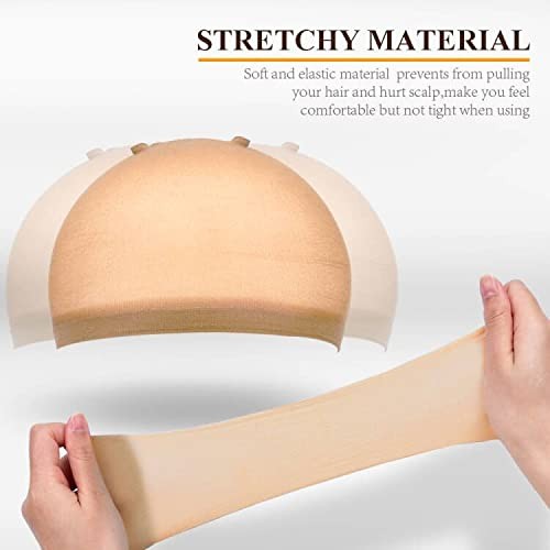 Morgles Wig Caps, 20 Pcs Stocking Stretchy Nylon Nude Wig Caps For Wom