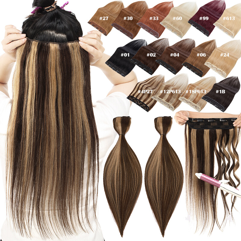 100% Remy Clip in One Piece Real Remi Human Hair Extensions Balayage Full Head