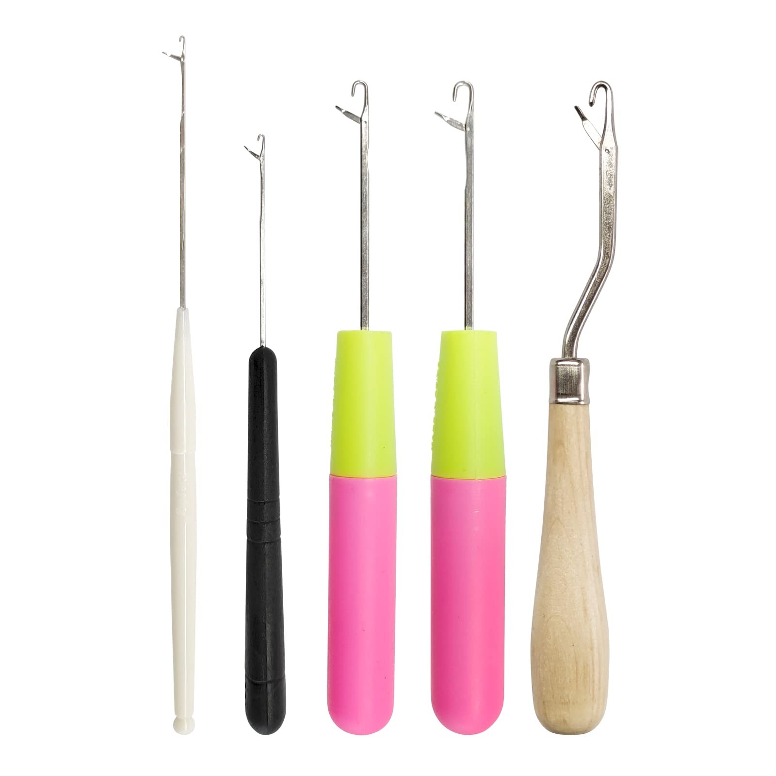 5PCS Latch Hook, Different Sizes Small Crochet Hooks to Large, Clear