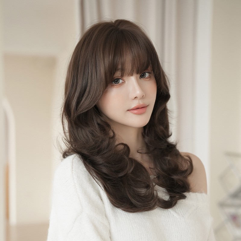 Long Curly Synthetic Wig Heat Resistant High Temperature Fiber Full Head Wig