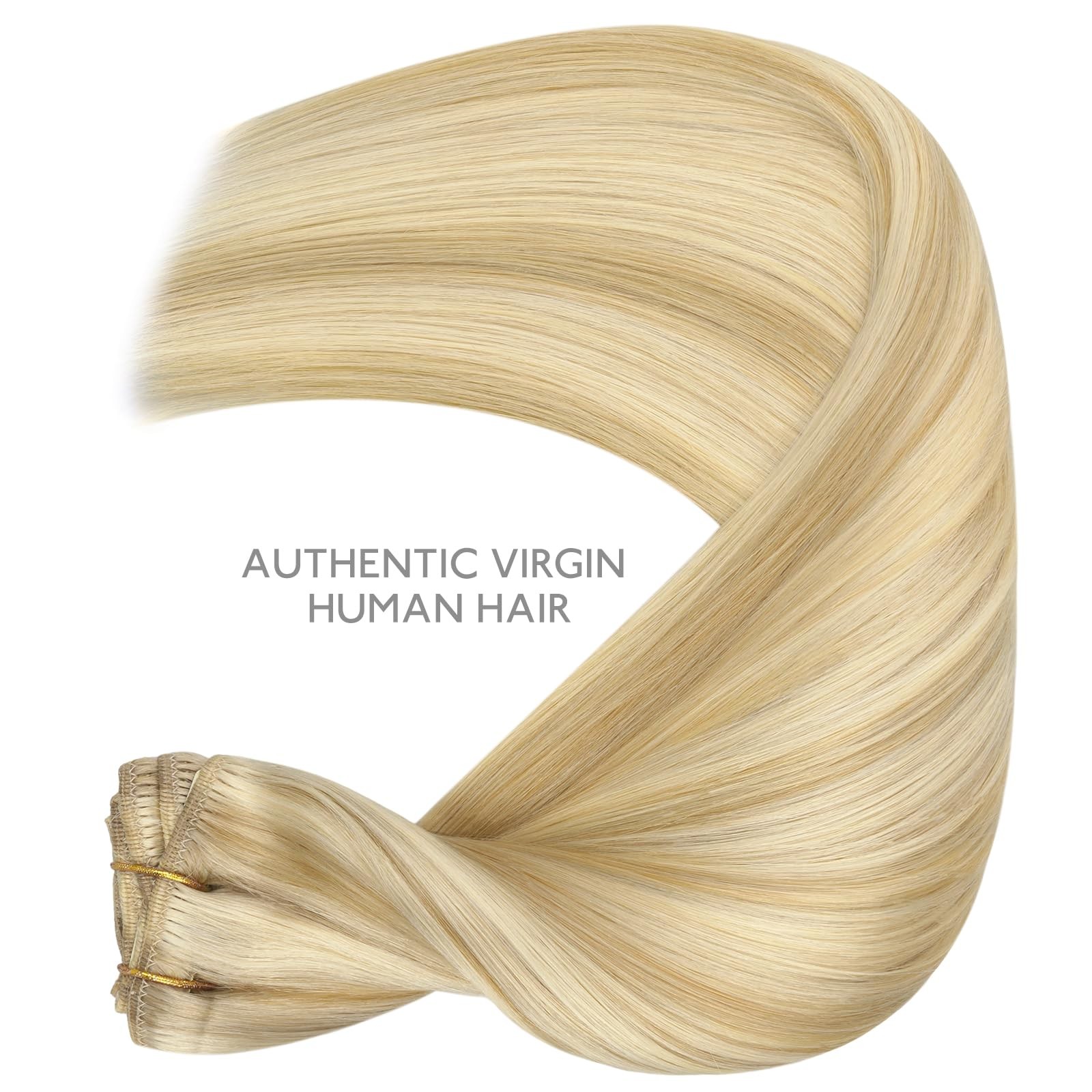 WENNALIFE Clip in Hair Extensions 12″ 80g Remy Human Hair Light Blonde 7pcs
