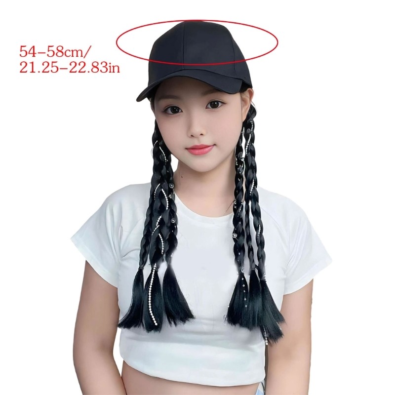 Braided Curls Baseball Cap Wigs Integrated Synthetic Hair for Casual Wear