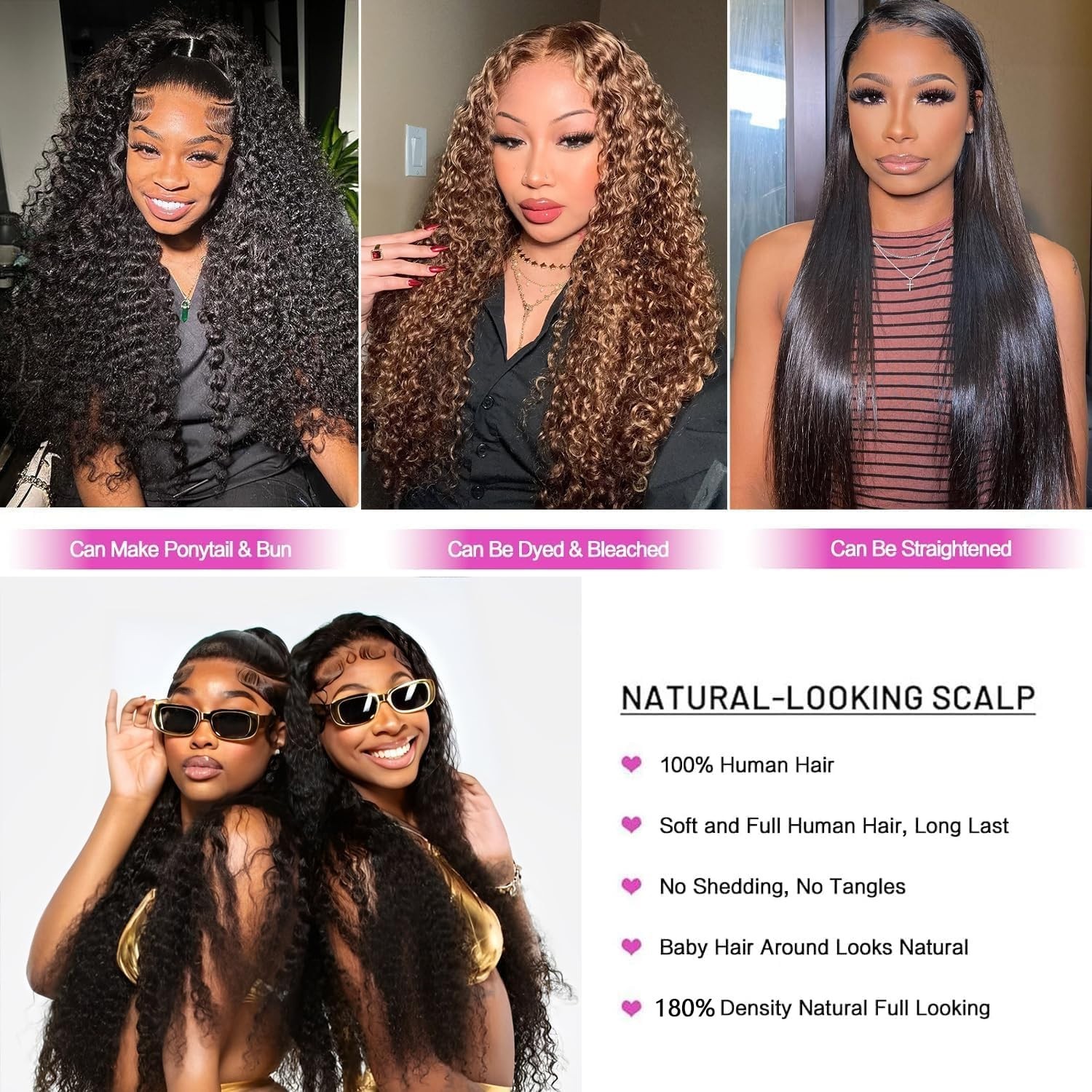 28 Inch Deep Wave Lace Front Wig, 180% Density Wet & Wavy Curly Human Hair, Pre-