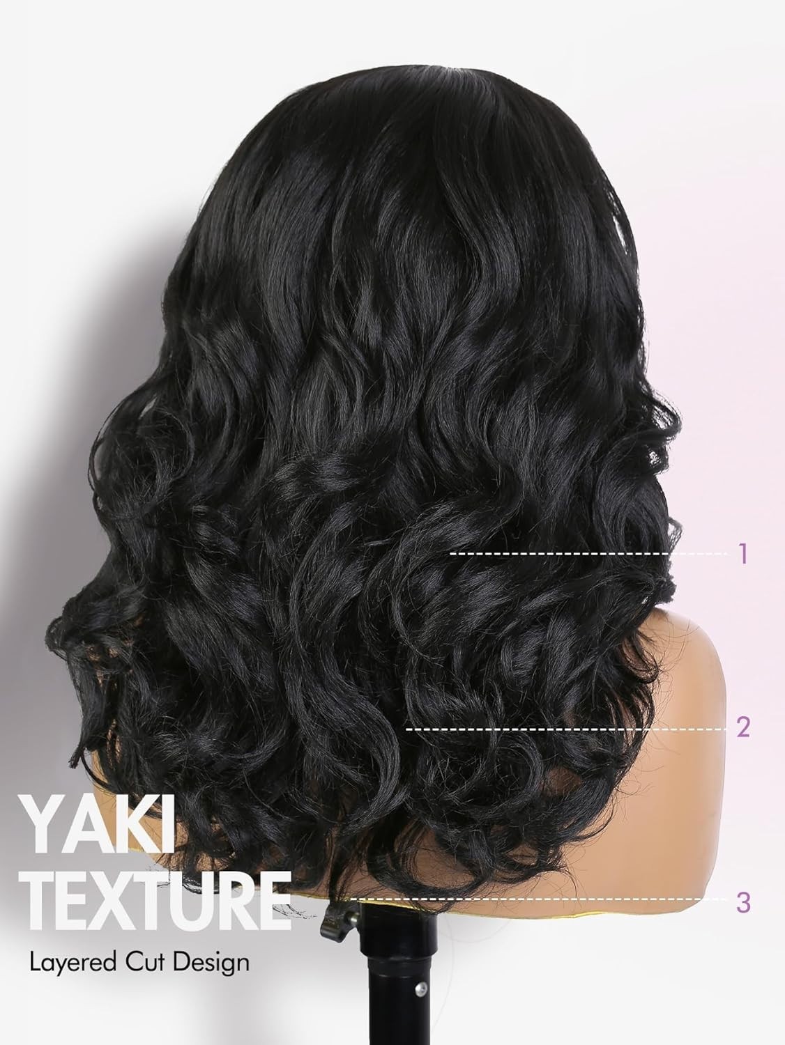V Part Yaki Curly Wig Layered Wavy Synthetic Half Wig Glueless for Women