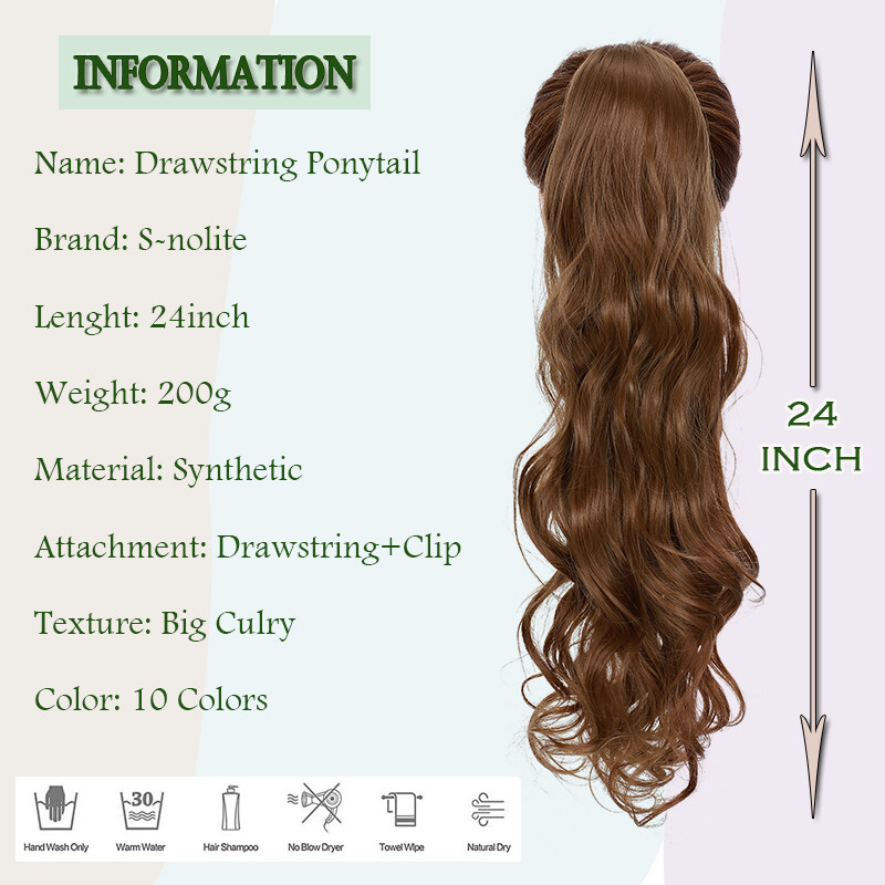 Long Drawstring Clip Ponytail Real As Human Hair Pony Tail Extension Balayage US