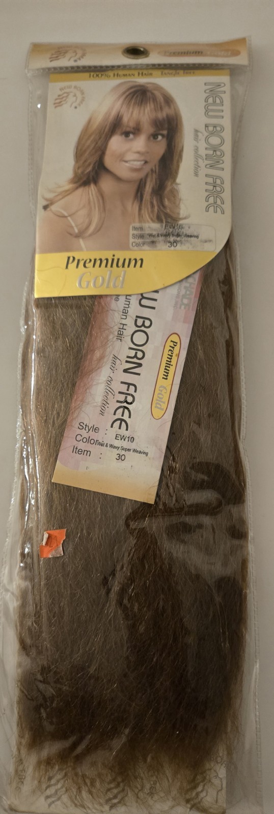 New Born Free Premium Gold Wet & Wavy Human Hair Weft 10in EW10