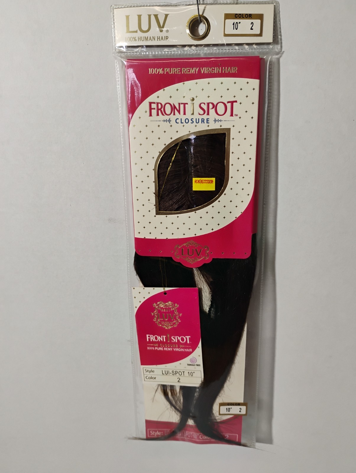 LUV Pure Remy Virgin Human Hair Front I Spot Closure 10″ Color 2 – Dark Brown