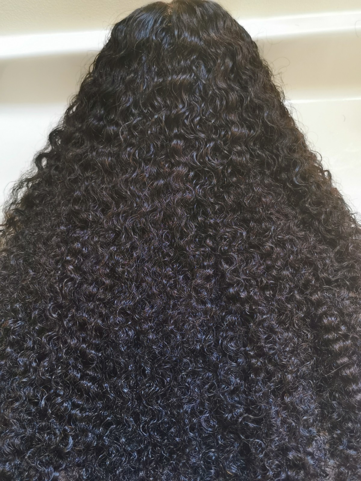 Quality Natural Black Burmese Curly Human Hair Glueless Closure Wig 24″ Handmade