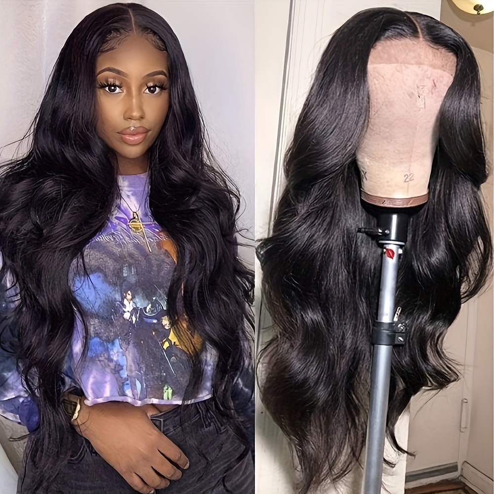 Women Natural Black Long Loose Wave Lace Front Wigs Glueless Soft As Human Hair