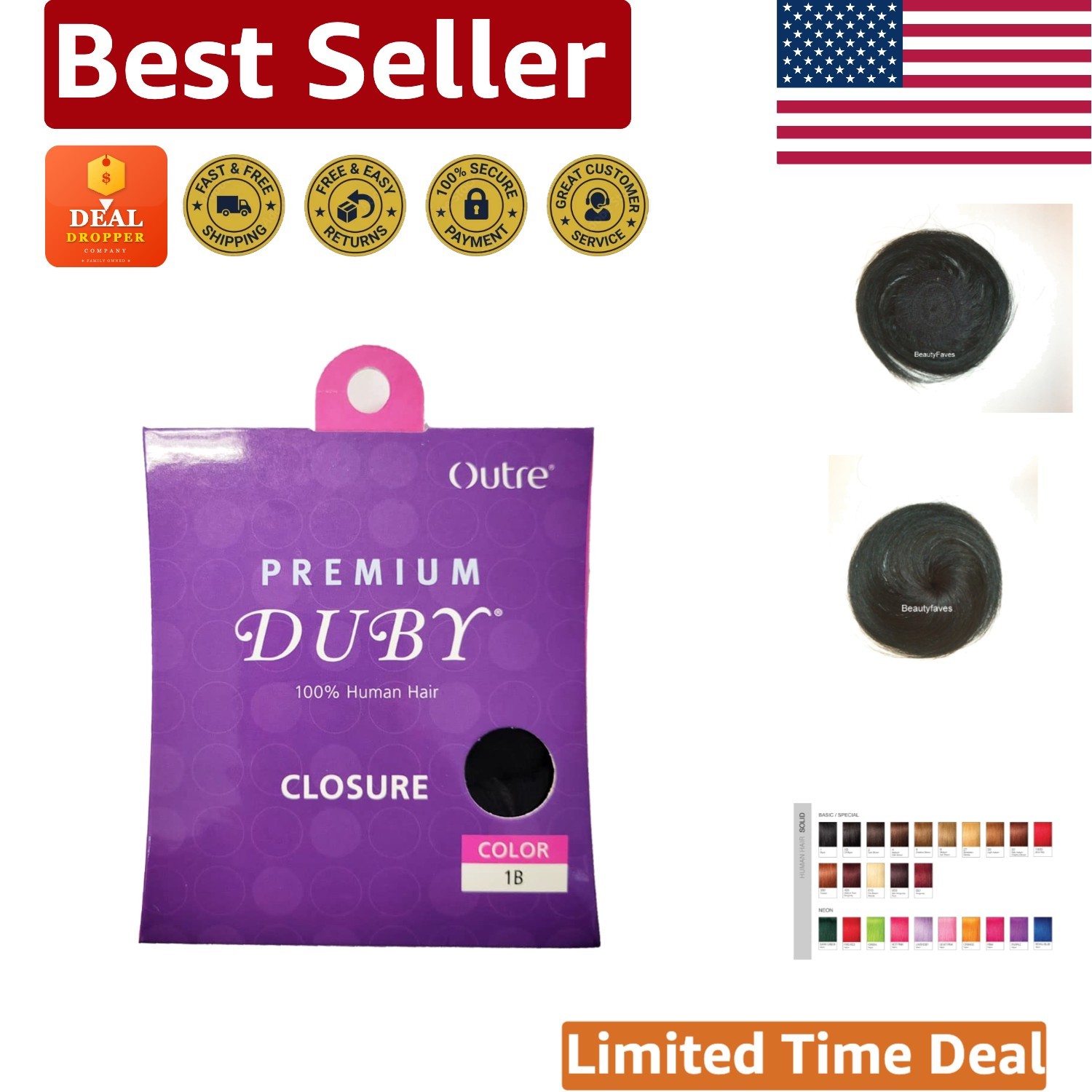 Luxurious Human Hair DUBY Closure 1B Off Black – Easy Weave Installation