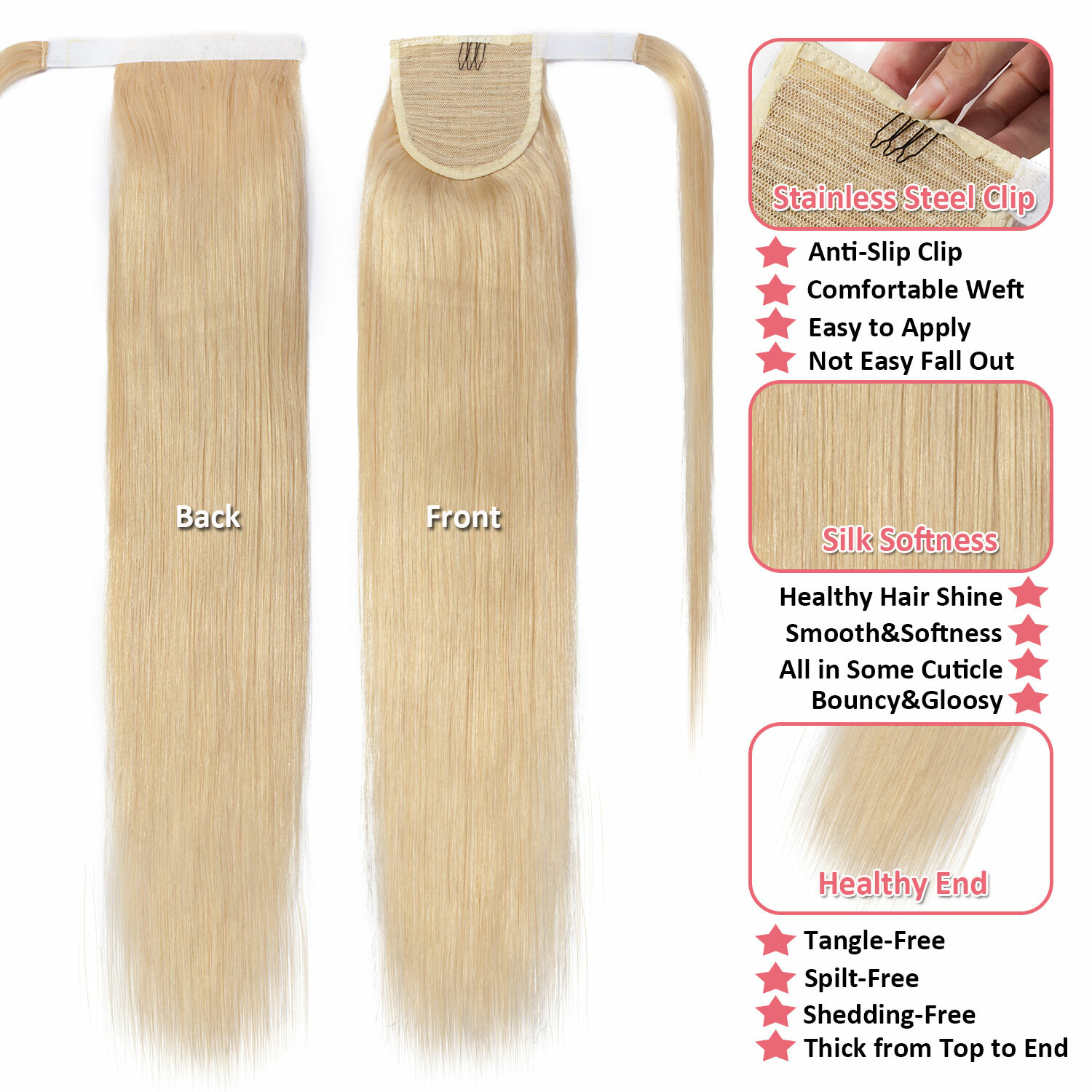 US Brazilian 100% Real Remy Human Hair Claw In On Ponytail Extensions Thick 120G