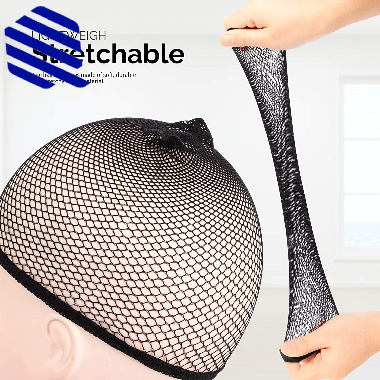 Wig Cap Black Mesh Wig Cap Net Closed End Hair Mesh Net Liner Weaving 6 PCS NEW