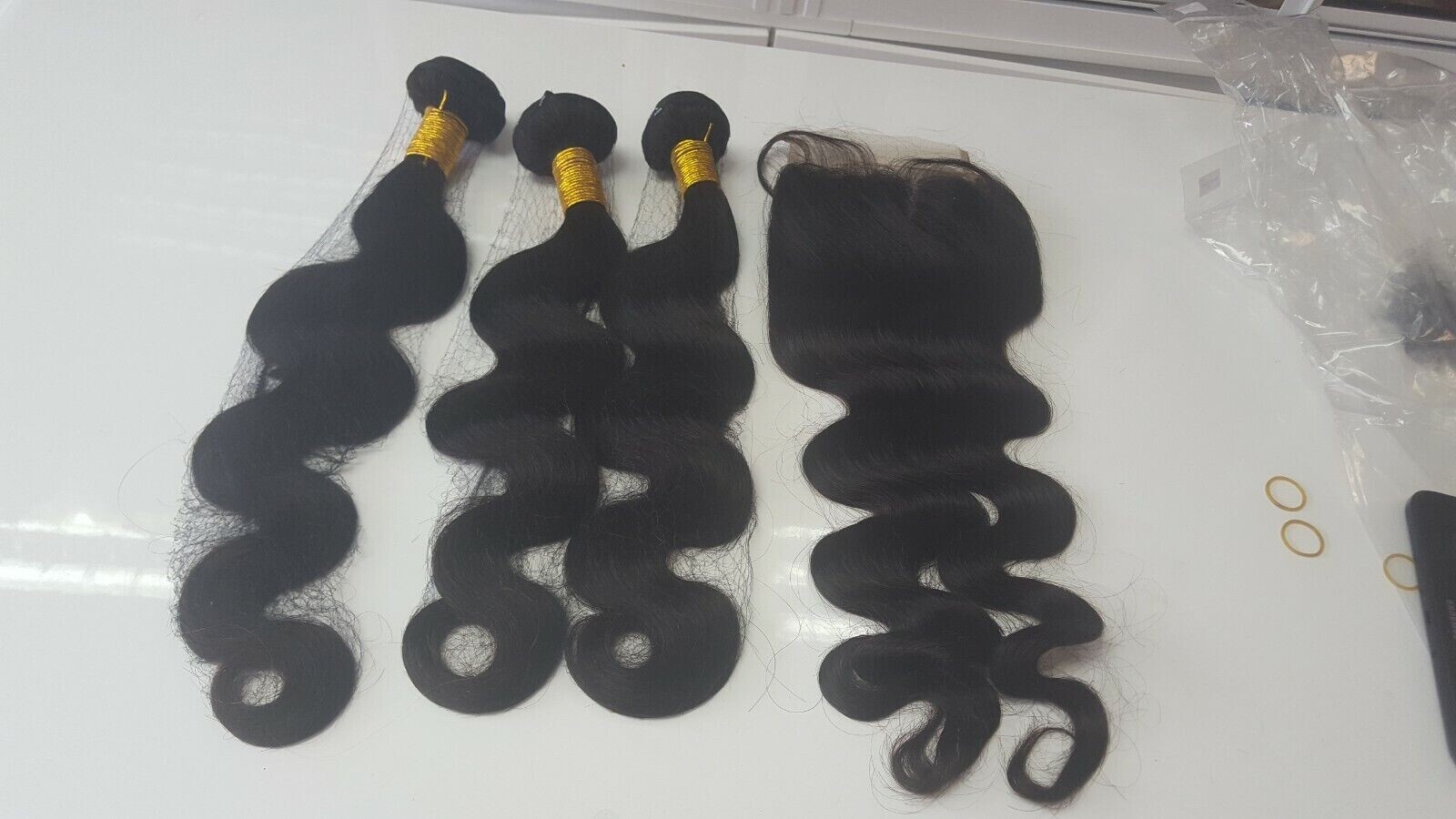 13A BRAZILIAN VIRGIN HUMAN HAIR BODY WAVE BUNDLE 20+20+20&20INCH 5X5 CLOSURE 1B#