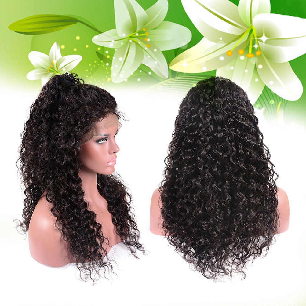 Women Small Curly Hair Wig Front Lace Wig Cover Natural Looking Black Styling