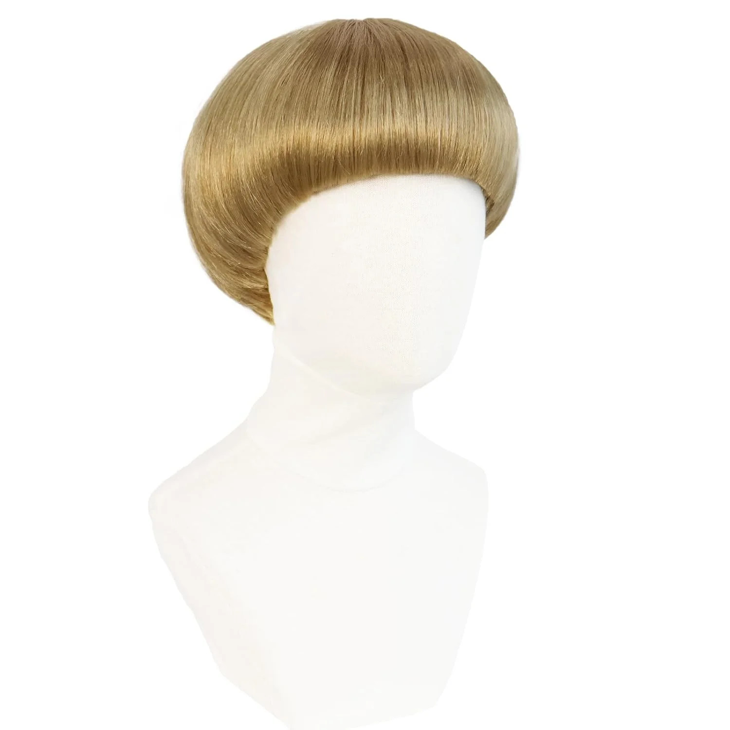 Short Blonde Bob Wig with Bangs Mushroom Wigs for Men 60s 70s Bowl Cut Wigs for