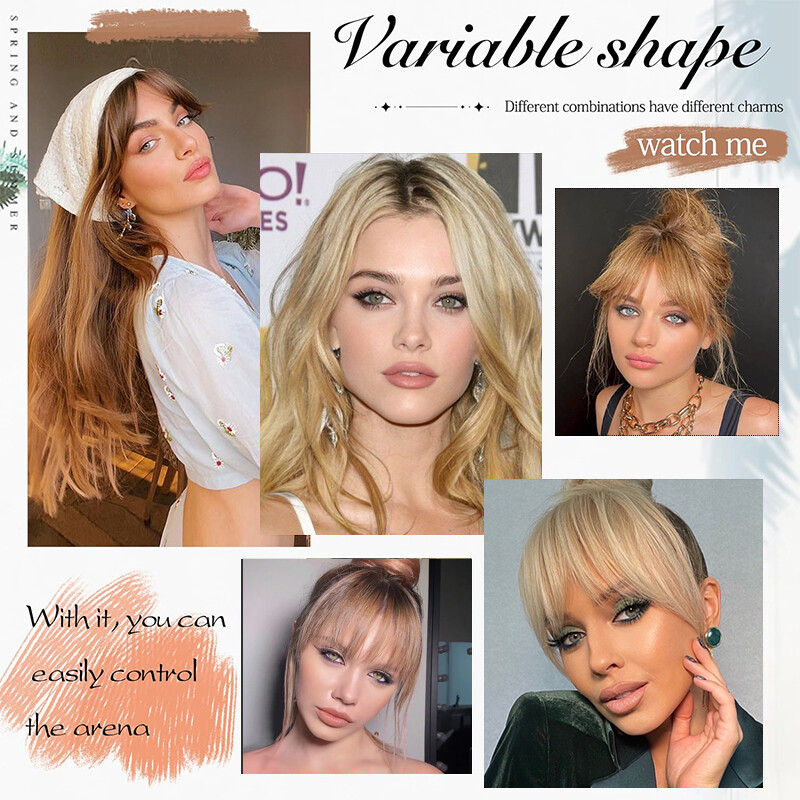 Neat Bangs Clip in on Fringe Hair Extensions Thick Thin As Human Front Hairpiece