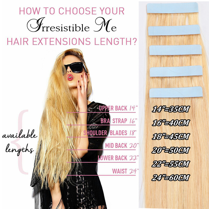 Tape In Hair 20/40/60pcs 100% Russian Human Extensions Thick Skin Weft ombre 22″
