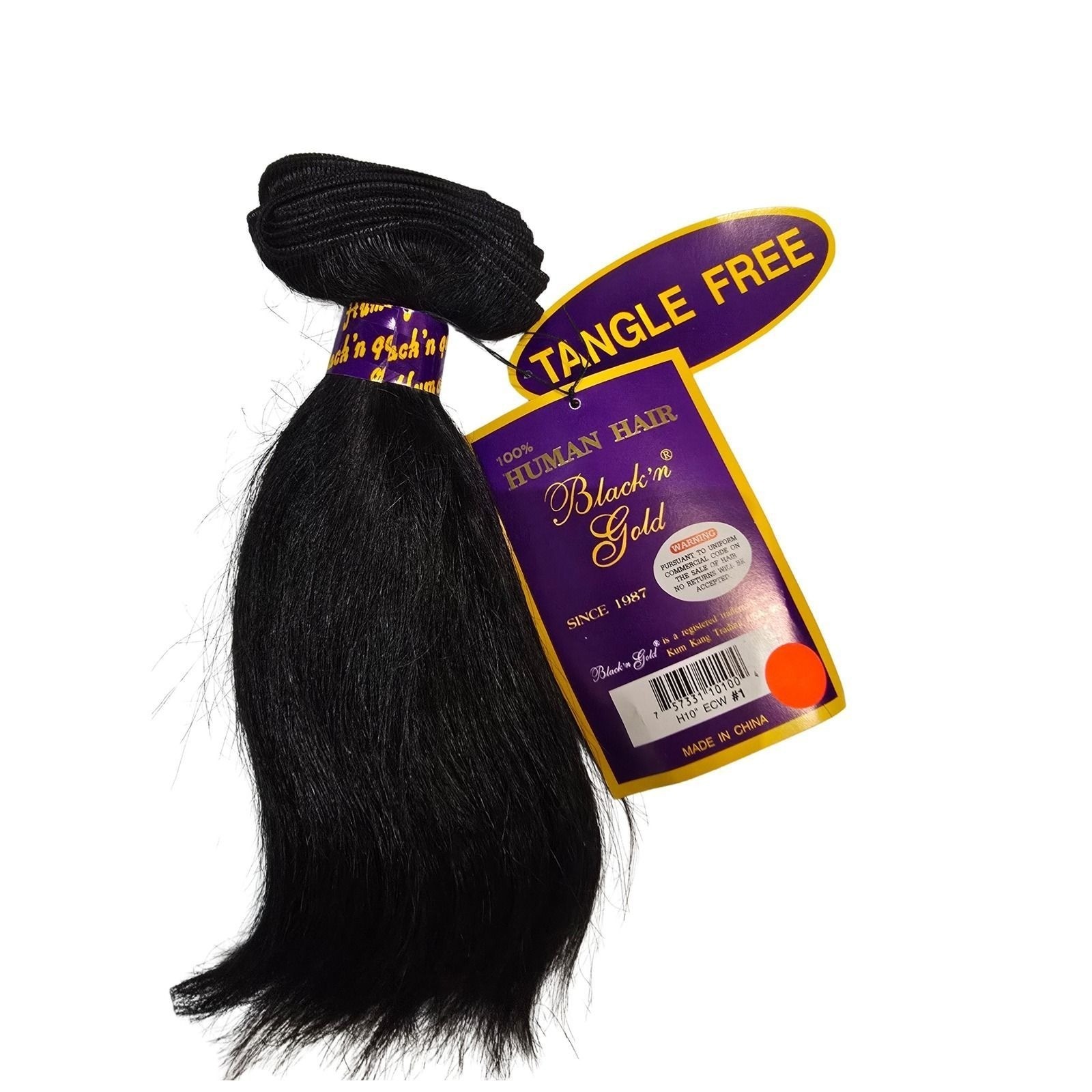 100% Human Hair Weave Bundle 10″ Color #1 Black ‘n Gold 3 PACKS ECW #1
