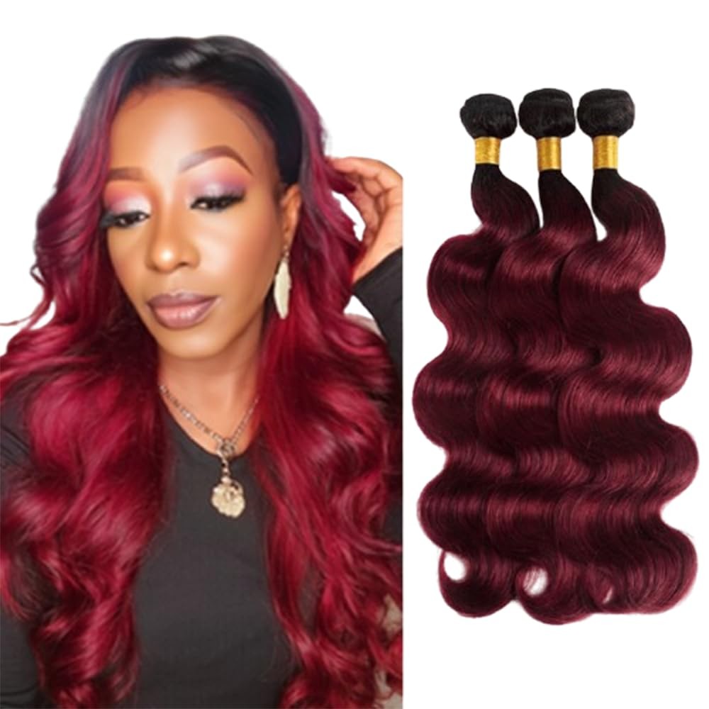 Incapcorp Billtiiww 1B99J Body Wave Bundles Black To Burgundy 10 12 14 Inch