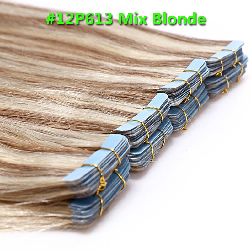 Russian Tape In Wavy Hair 10-80pcs Remy Human Hair Extensions Skin Weft THICK US