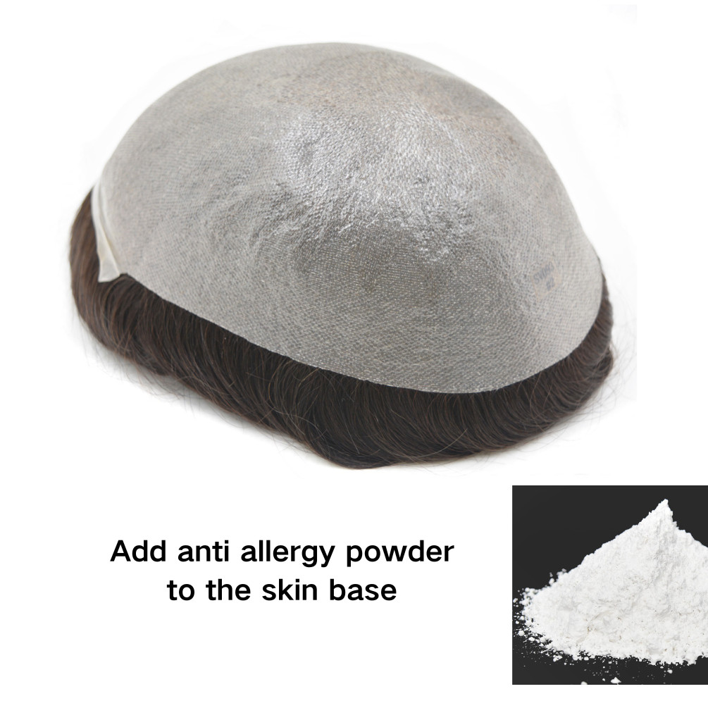 Anti-Allergy Men Super Thin Skin Hair Replacement System 0.04mm poly skin toupee