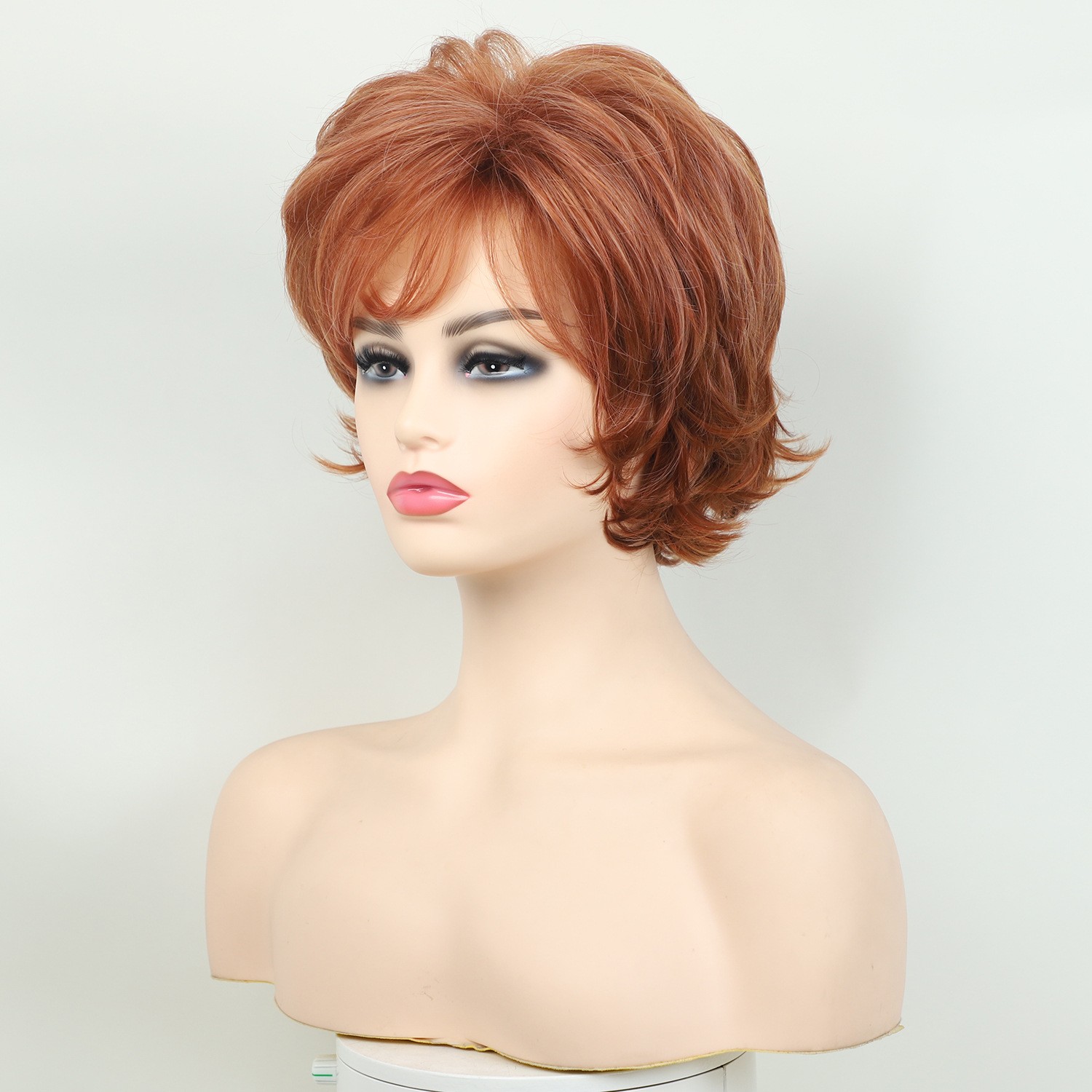 11in Auburn Short Wavy Wig Heat Resistant Synthetic Halloween Cosplay Party
