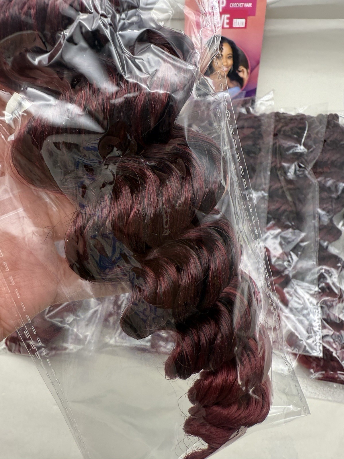 100% HandMade Deep Wave Crochet Hair Deep Curly Extensions 11″ Burgundy Red READ