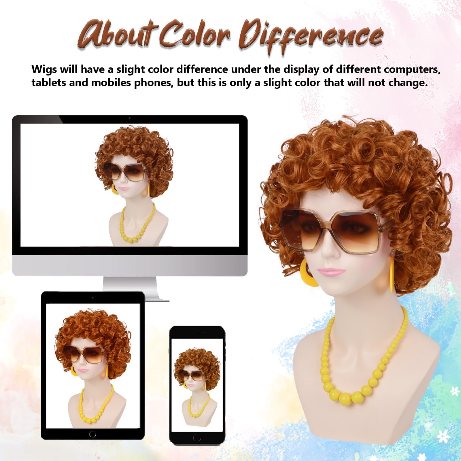 Orange for Landlady Costume Red Orange Curly Synthetic With Yellow Jewelry Ne…