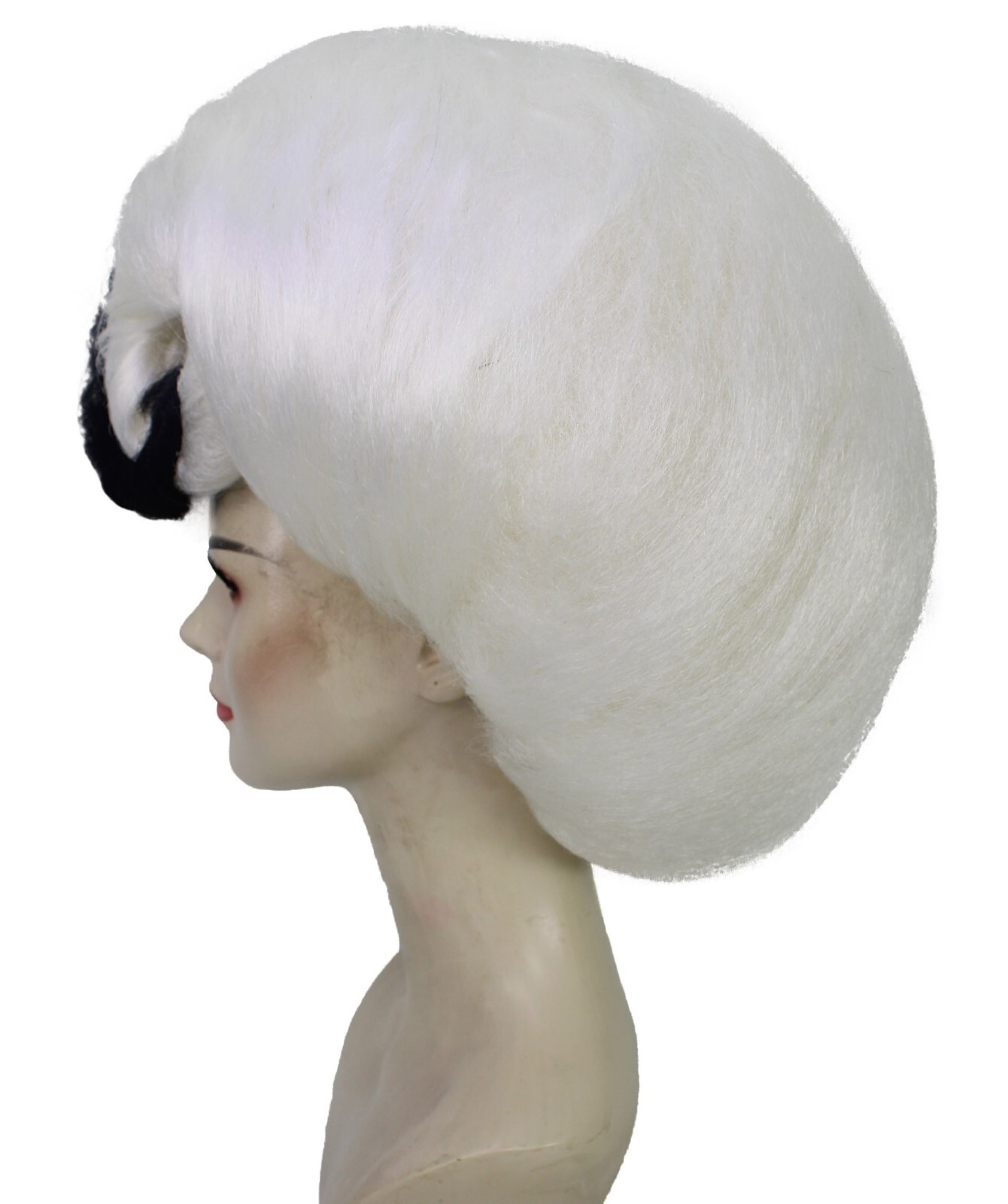 Adult Unisex Drag Queen Black-White Bouffant Wig, Non-flammable Synthetic Fiber