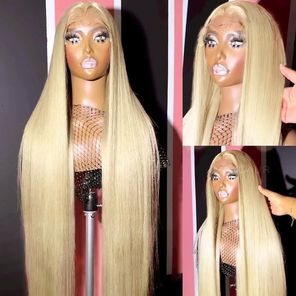 Women 613 Blonde Wig Lace Front Wigs Synthetic Heat Resistant Long Straight 30”