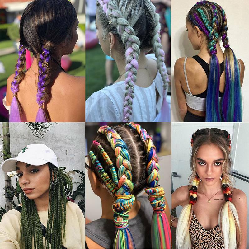 5Packs Synthetic Ombre Twist Box Braiding Jumbo Hair Extension For Human Rainbow