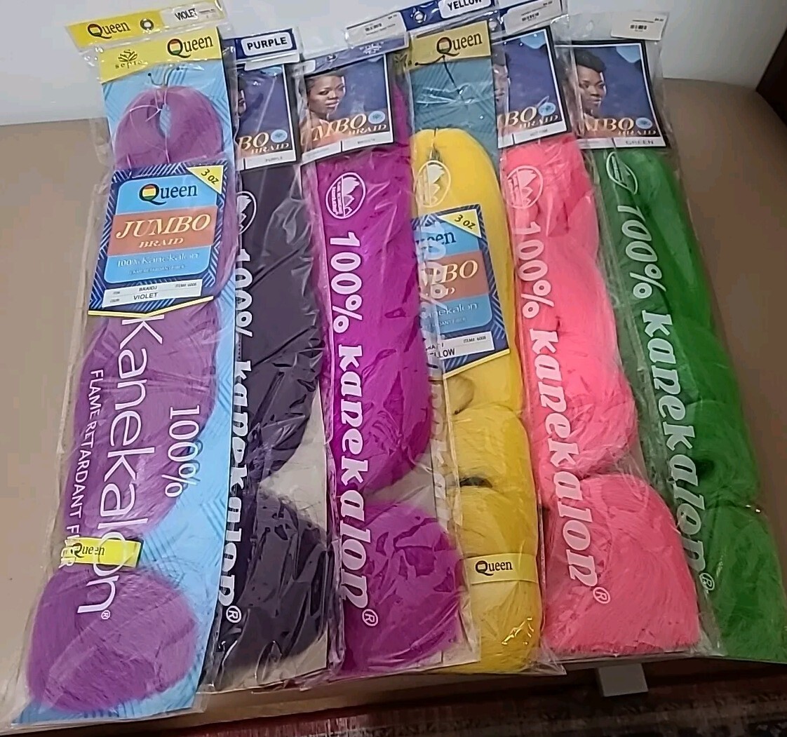 Kanekalon Jumbo Braid 24″ Long Bright Colors 19pc