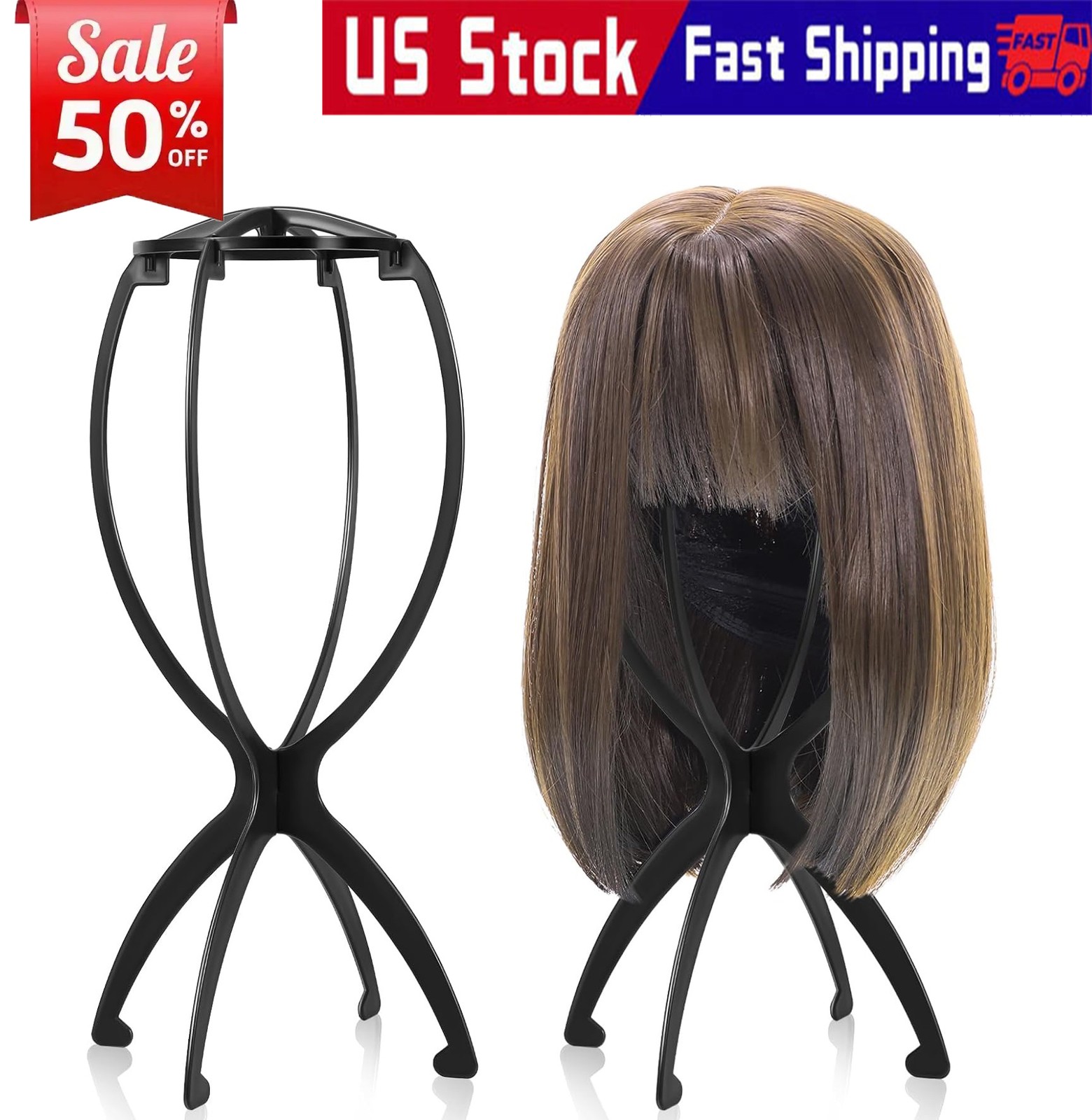 NEW Portable Wig Holder Wig Stand for All Wigs 13.8 Inch Wig Stands for Women US