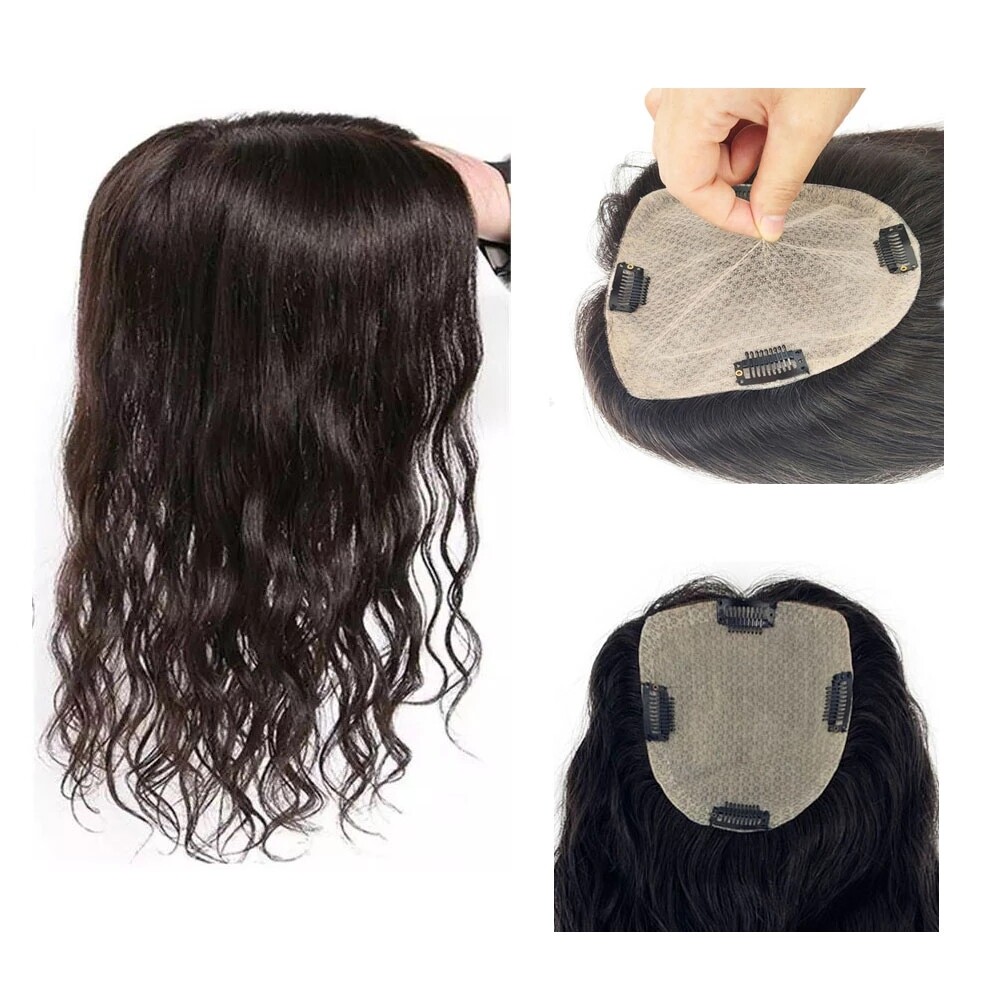 Silk Base Topper Virgin European Human Hair Toupee Hair Piece Natural Wave Women