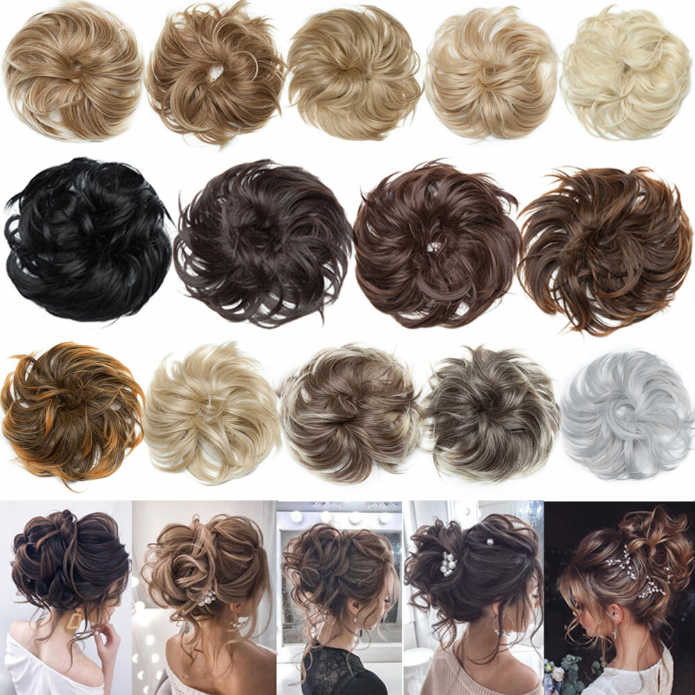 X-Large Scrunchie Messy Bun Hair Piece Tousled Updo Wrap on Ponytail THICK NEW H