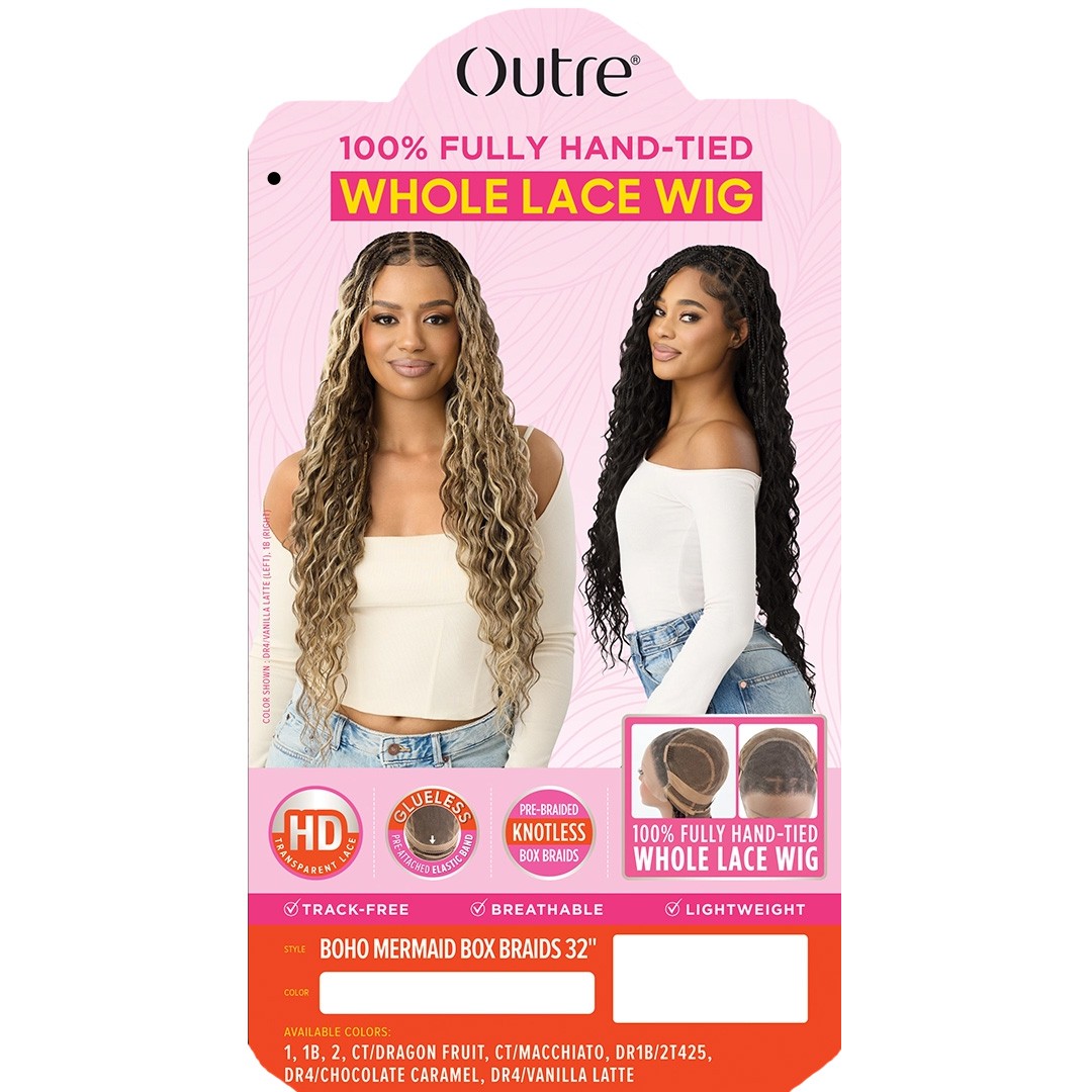 Outre 100% Fully Hand-tied Whole Lace Wig – Boho Mermaid Box Braid 32″