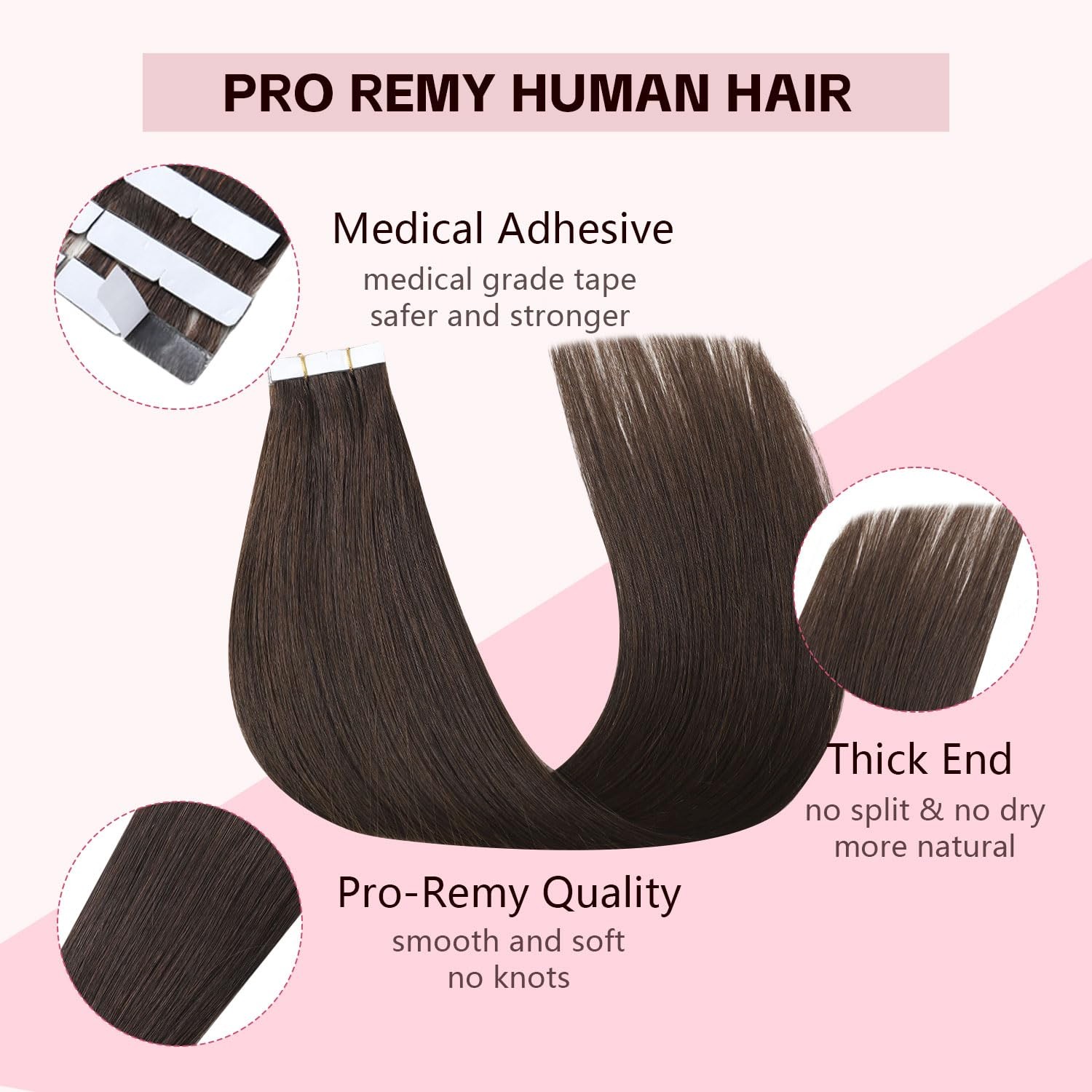 Sweetmet Injection Tape in Hair Extensions Human Hair 3rd-Generation Pro3.0#2 Da