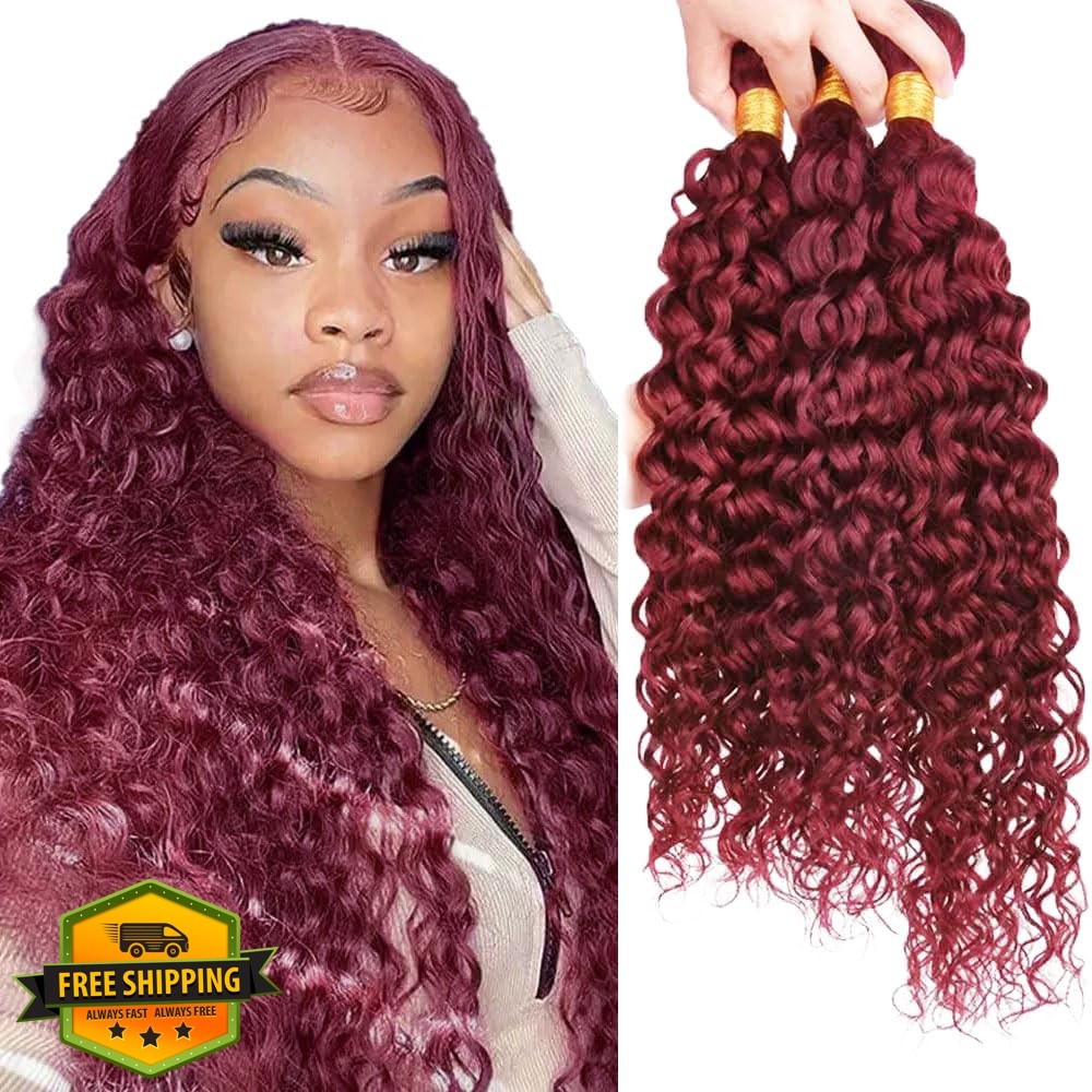 Aonbamds 99J Burgundy Water Wave Bundles 22 24 26 Inch