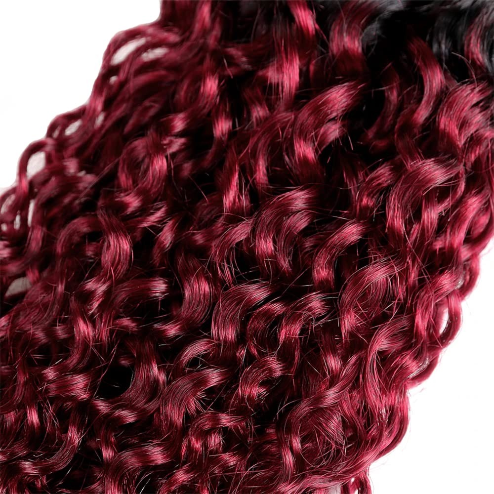 Nuailisex Burgundy Human Hair 1B99J Bundles Human Hair Ombre Kinky Curly