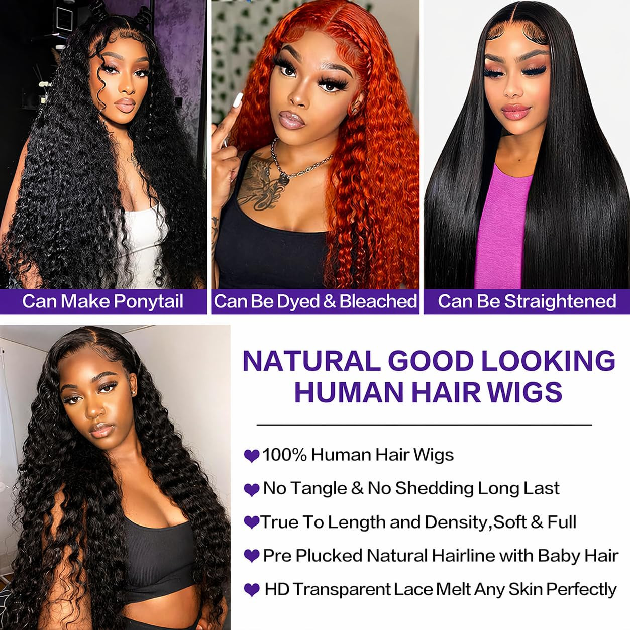 13X6 Water Wave Lace Front Wigs Human Hair 210 Density Wet and Wavy 13X6 HD Full