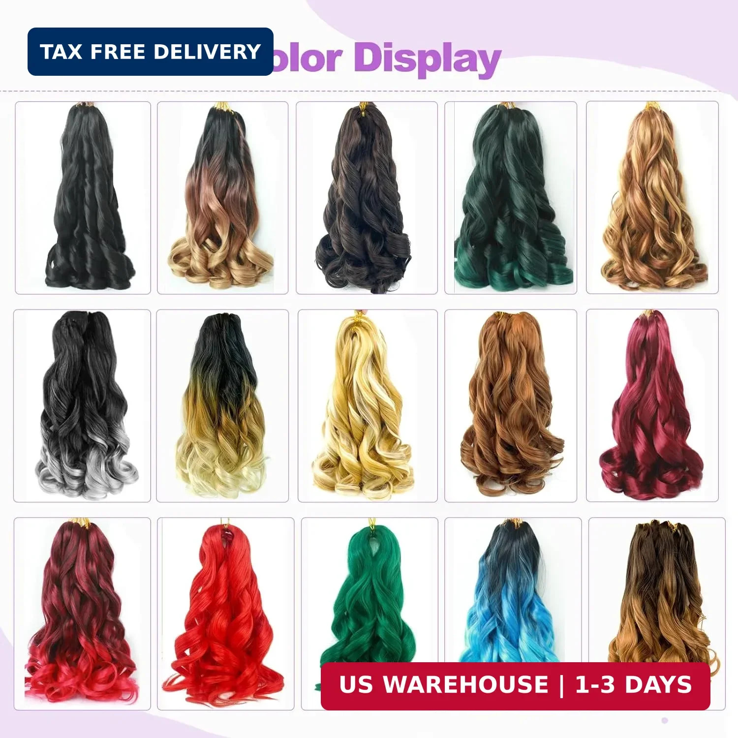 French Curl Braiding Hair 12 Inch Natural Black 8Packs Loose Wavy Spiral Curly B