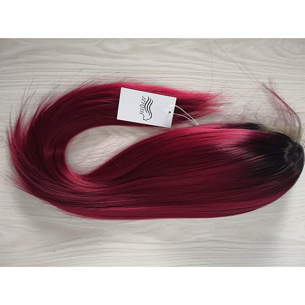Ombre Burgundy Lace Front Wigs Heat Resistant Synthetic Long Straight Hair Soft