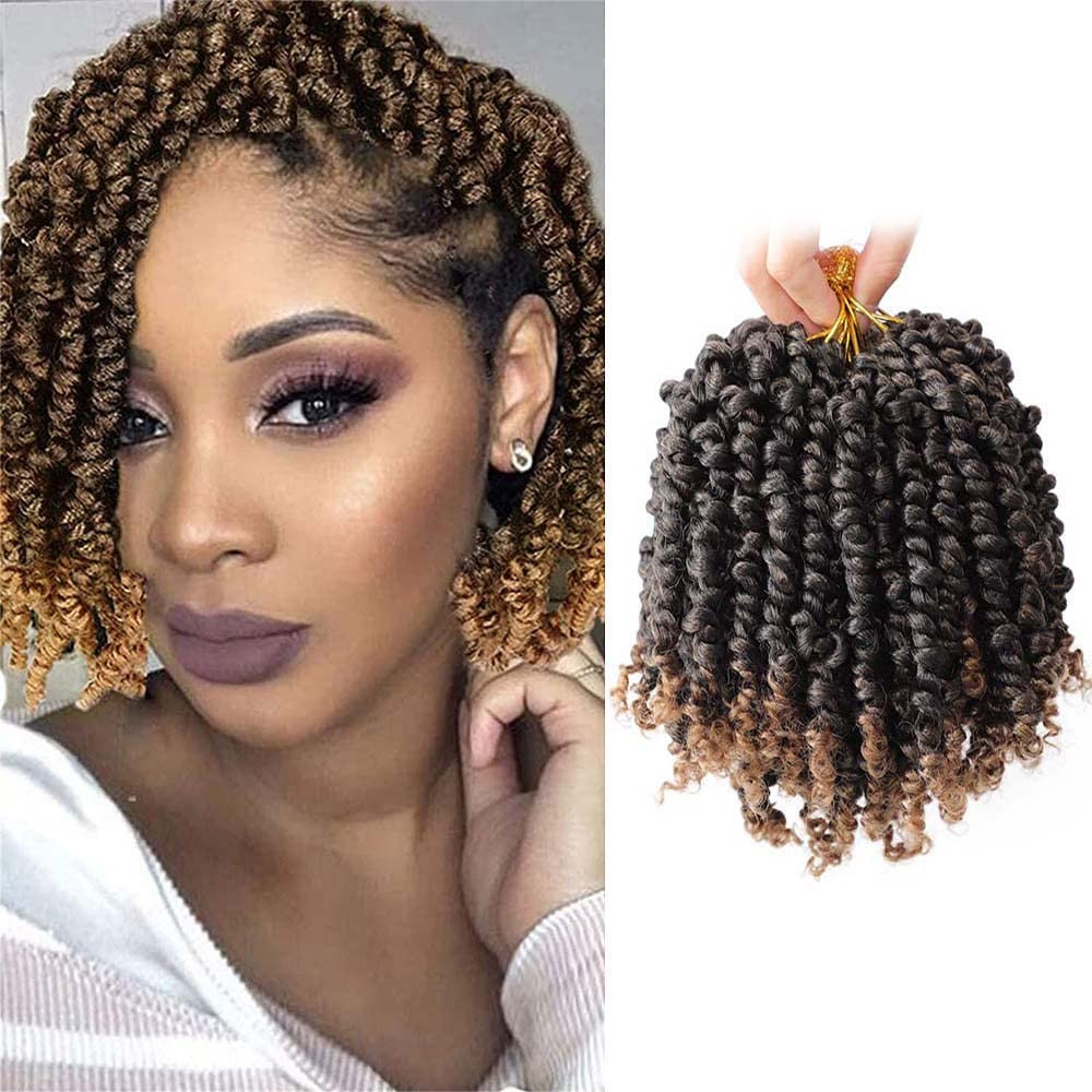 Pre Twisted Passion Twist Crochet Hair 6 Inch Ombre Blonde 9 Packs